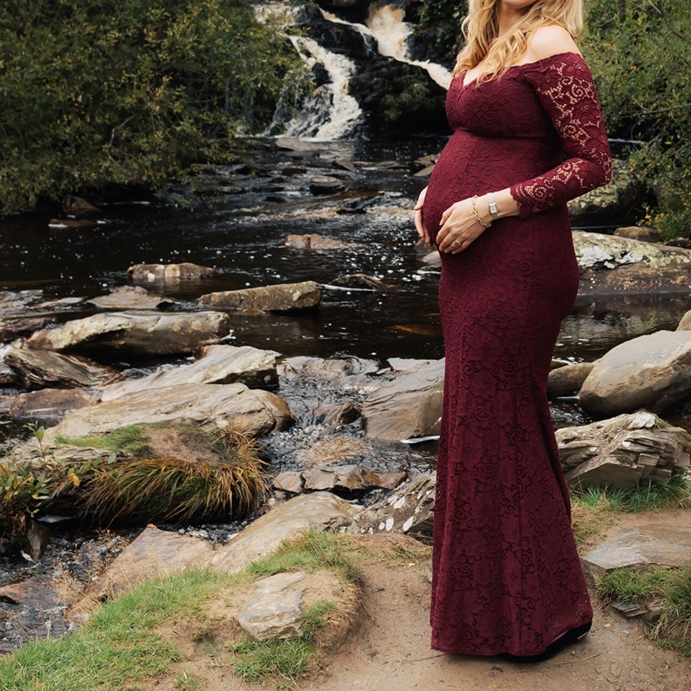 Pinkblush Burgundy Lace Maternity Dress Size 10